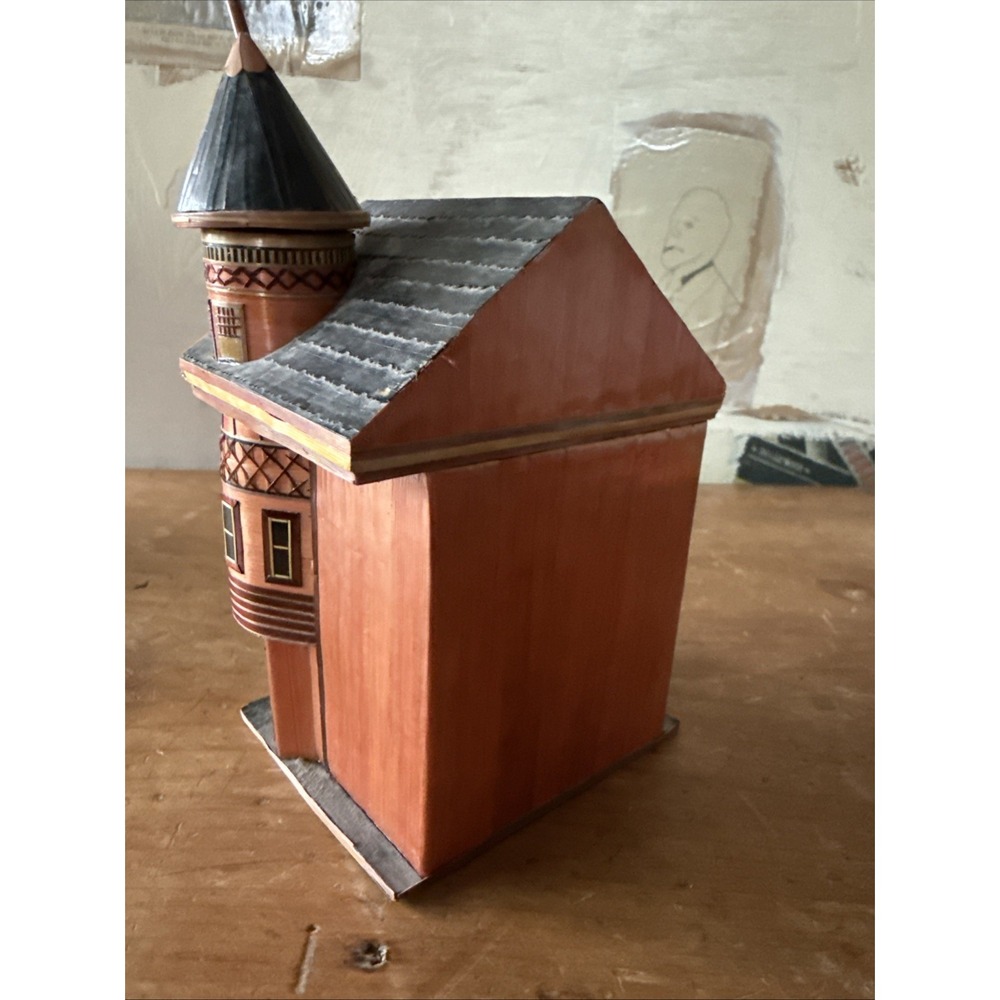Vintage Chinese Balsa Wood‎ Straw House Trinket Box Philadelphia Meow Reo - Picture 4 of 14